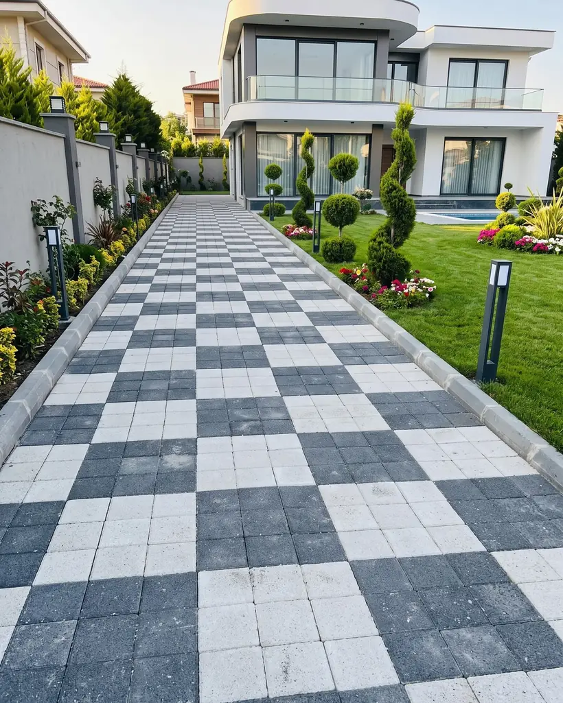 Bursa kilitli parke taşı uygulaması: villa giriş yolu