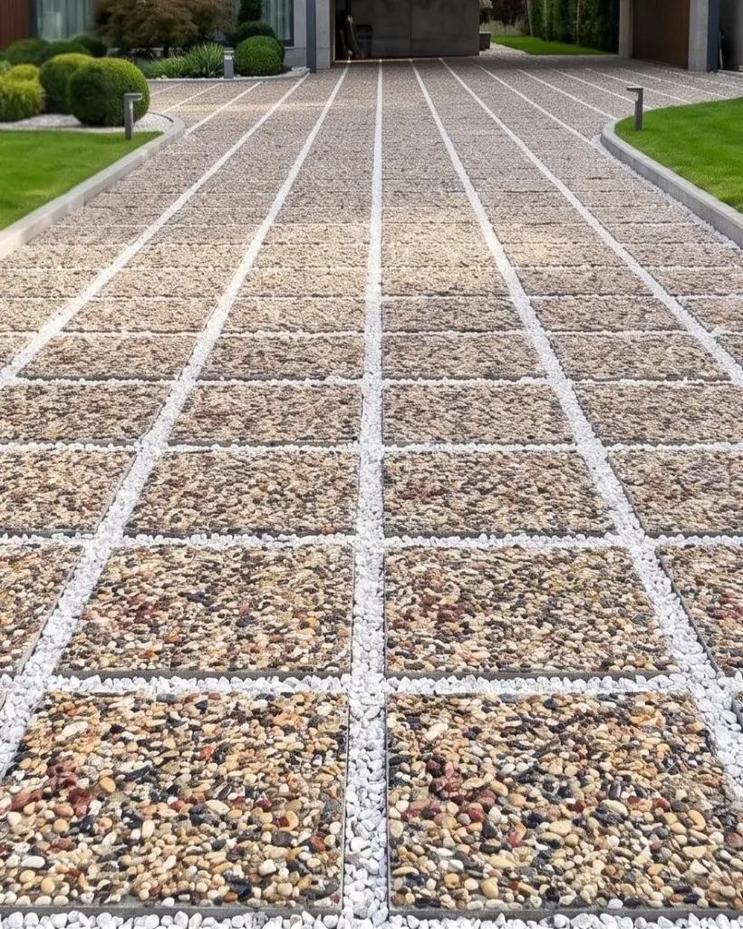 Bursa karo wash beton uygulaması: beyaz taş derzli giriş yolu